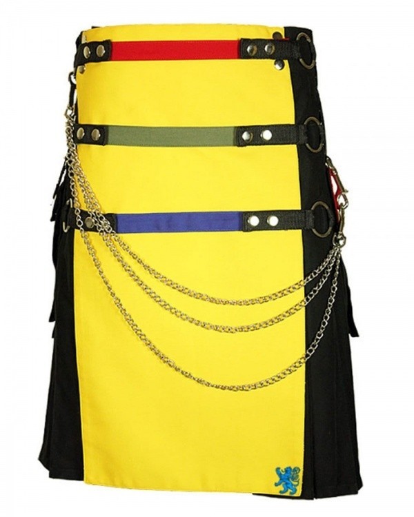 Fashion Kilt with Multi Color Apron & Pockets