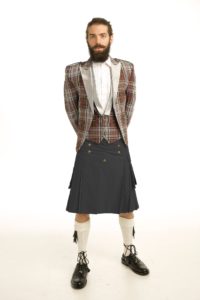 Prince Charlie Tartan Jacket and Utility Kilt Outfit front