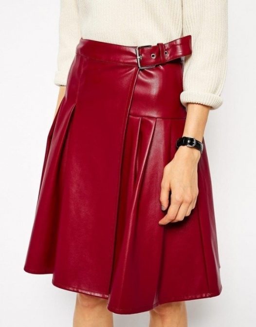 Skirt with Wrap in Leather