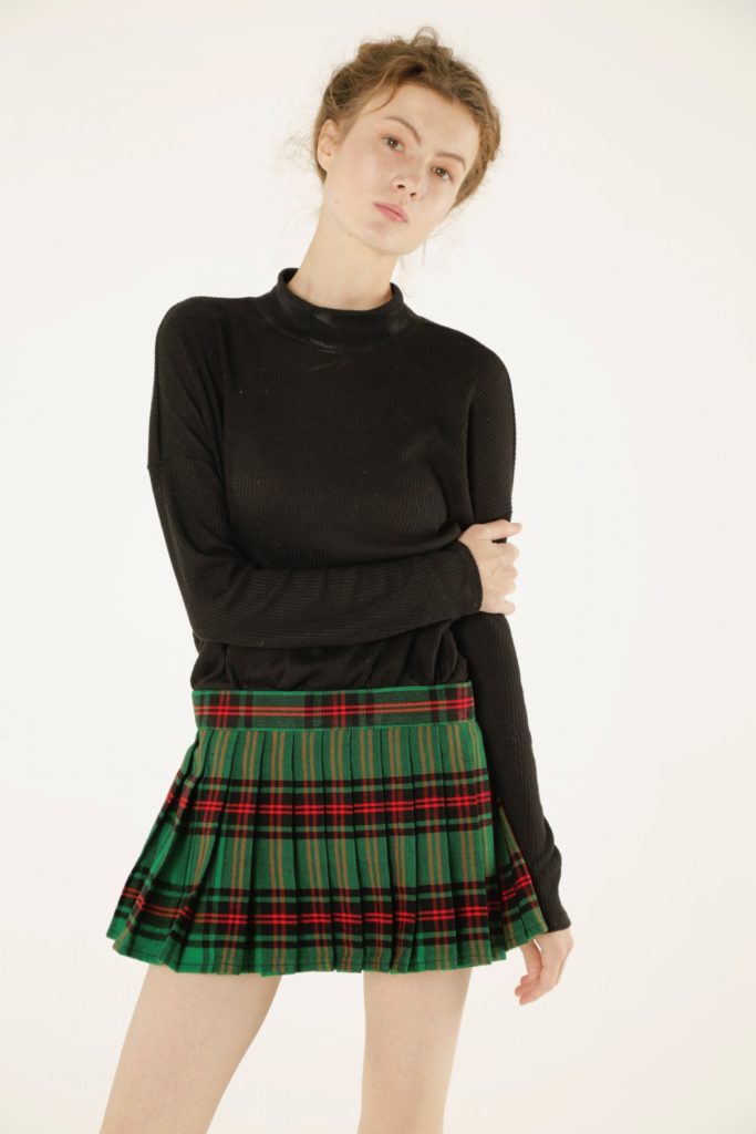 Tartan Pleated Mini Skirt