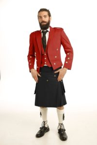 Prince Charlie Casual Kilt OutFit-waistcoat red