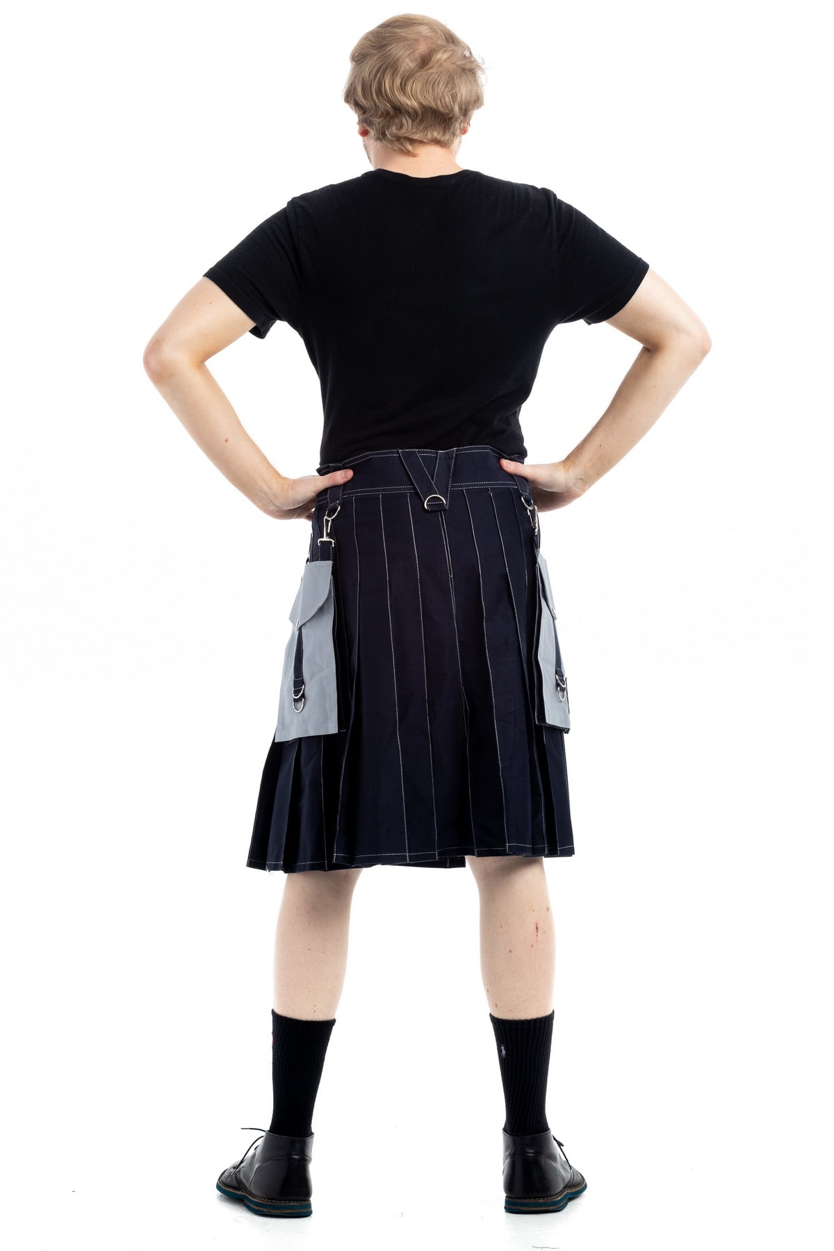 Contrast Pocket Modern Kilt For Royal Men-back