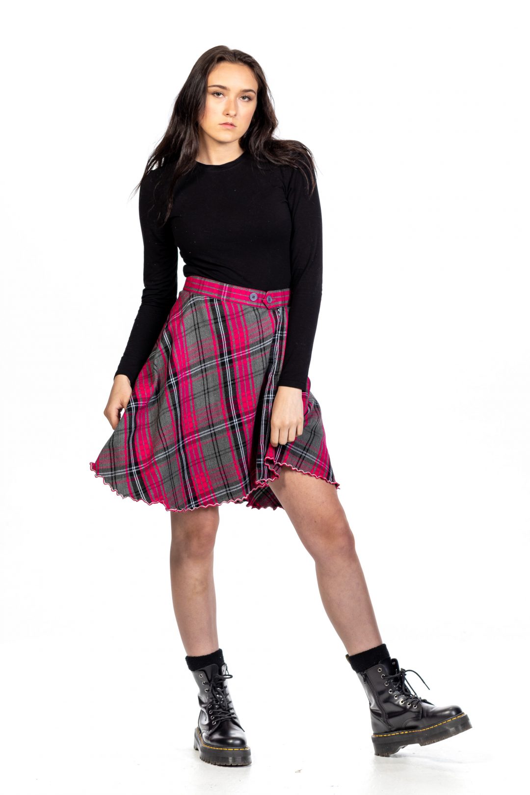 Tartan Skirt With Front Buttons