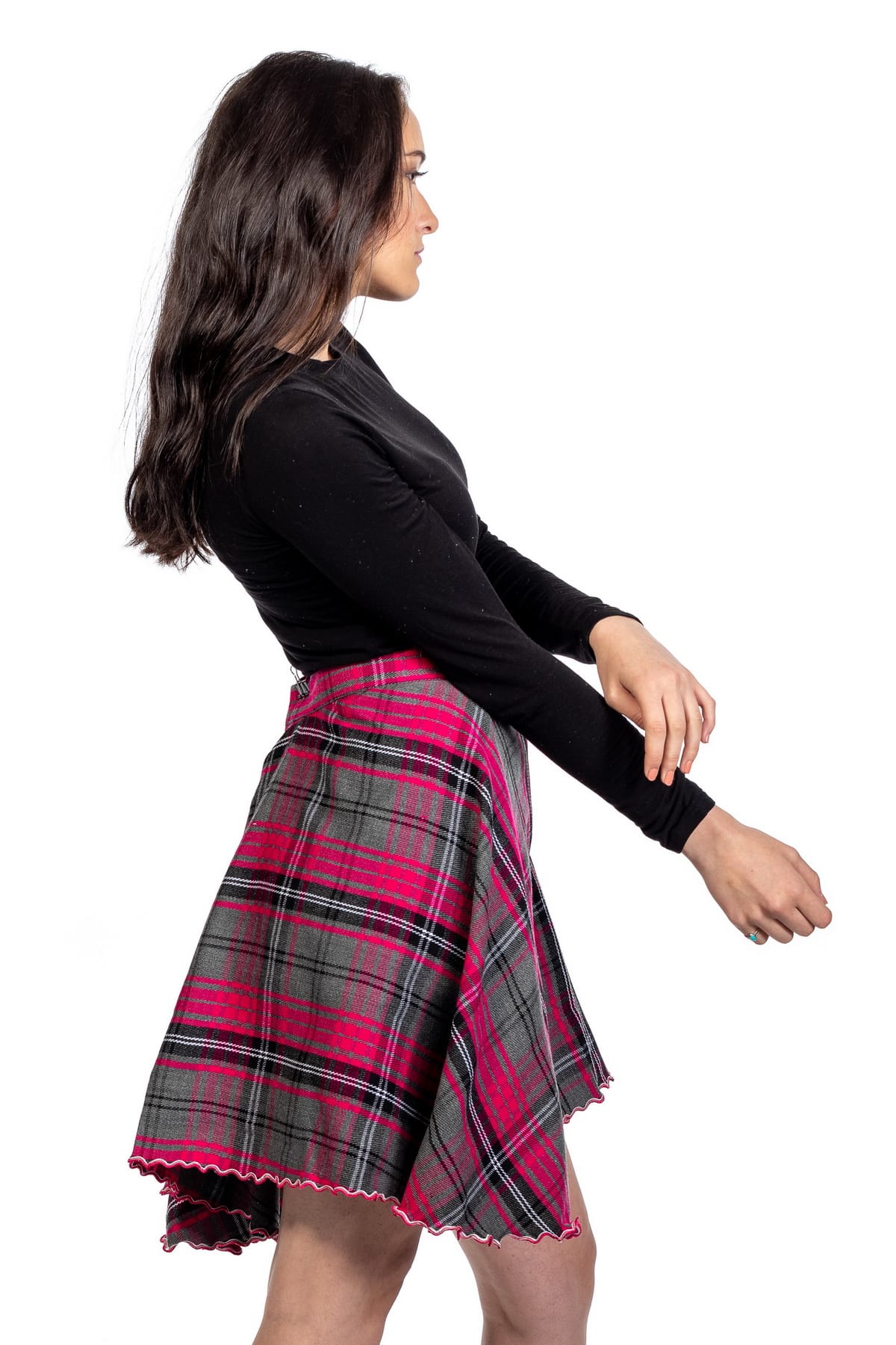 Tartan Skirt With Front Buttons-right