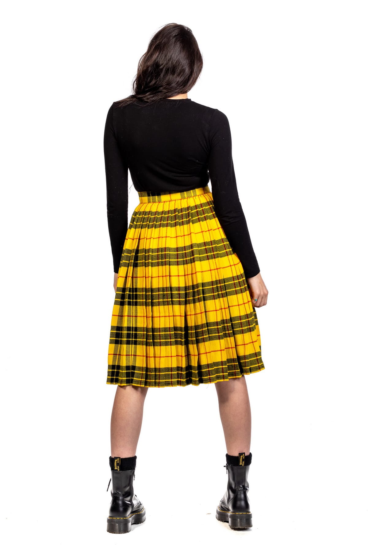 Tartan Pleated Midi Skirt-back