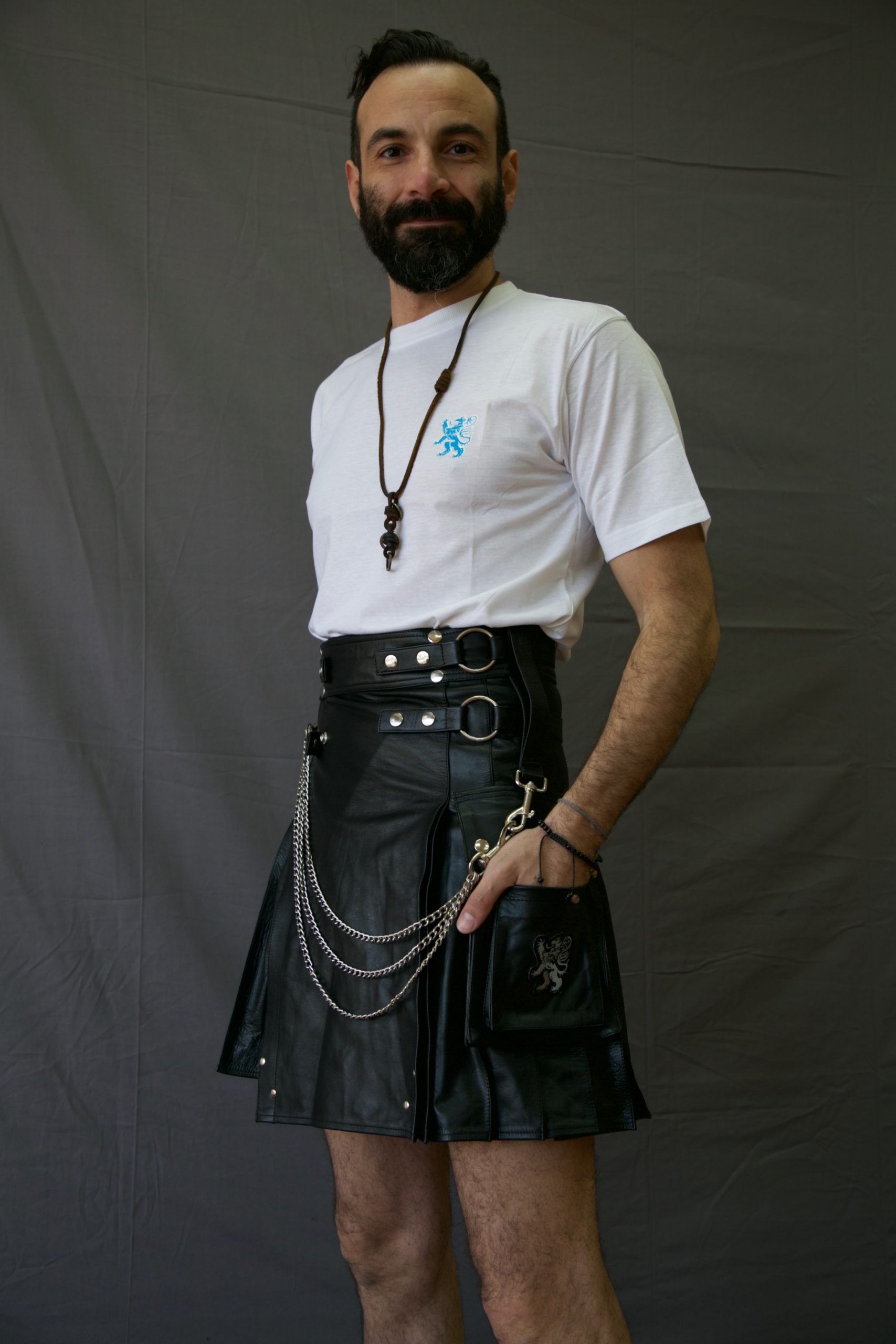 Casual Leather Kilt for Sexy Men-left