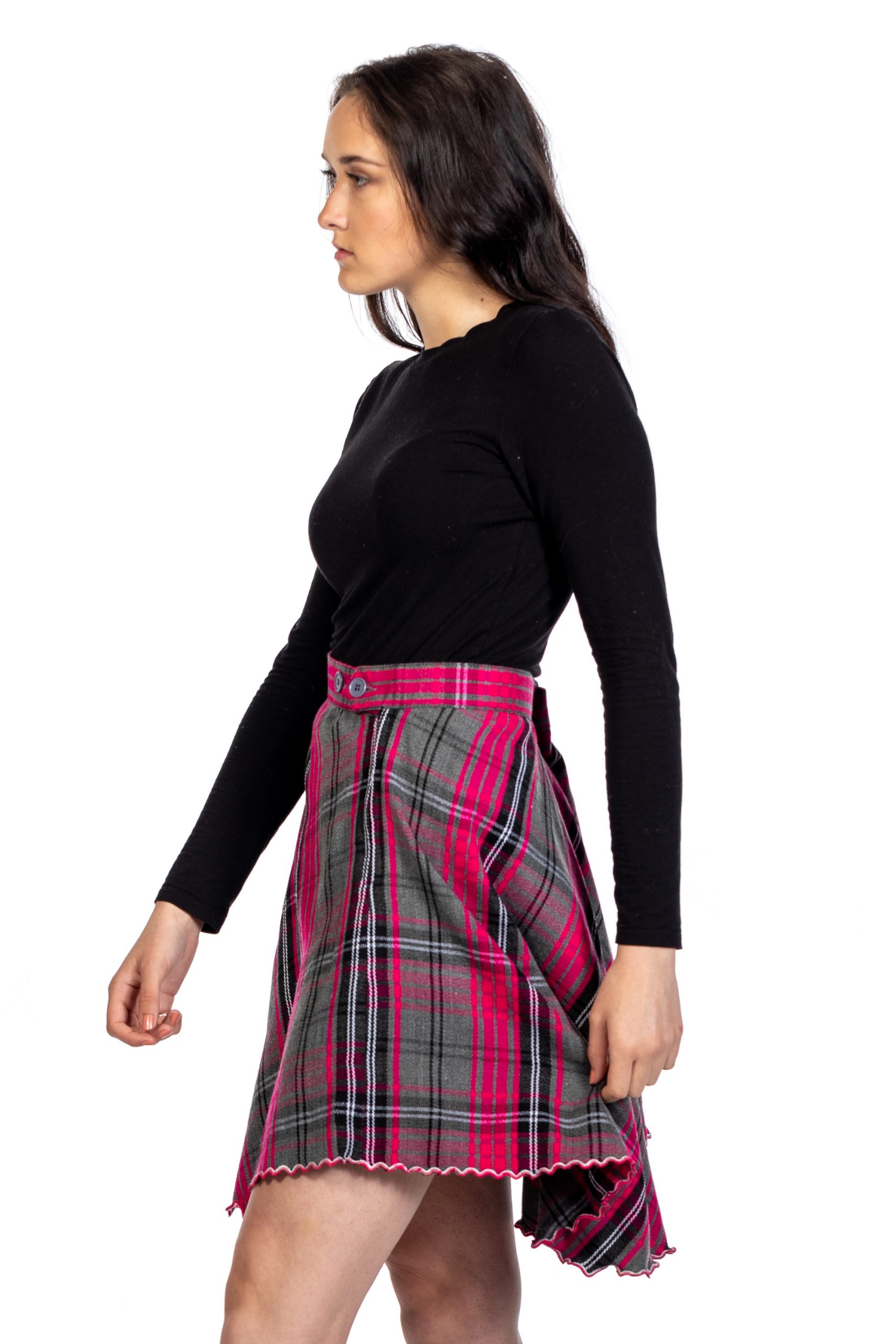 Tartan Skirt With Front Buttons-left